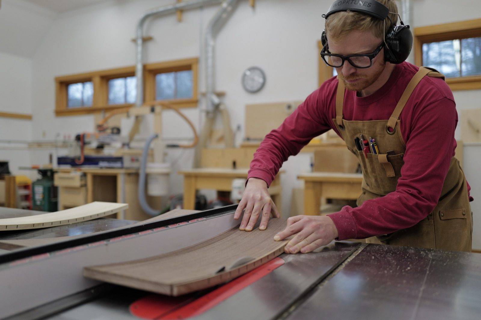Spencer cutting walnut for the Gala cabinet
