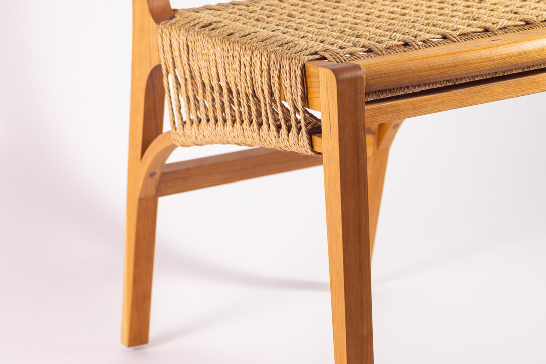 Lupin Chair — front seat detail with Danish cord weave and curved joinery